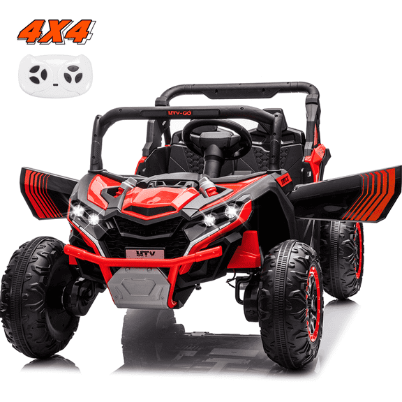 VIBESPARK 24V Kids Powered Ride on Car, 2WD/4WD Switchable Ride on UTV Car with 3-Speed Remote Control, Electric Toy Cars, Bluetooth, USB, LED Lights, Storage Space