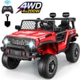 thumbnail image 1 of Farmdex 24V 2 Seater Ride on Car, 2WD/4WD Switchable Car Truck with Remote Control, Powered 4 x 200W Motors Ride on Toys for Kids, Colorful LED Head Lights, Bluetooth, MP3, Red, 1 of 11