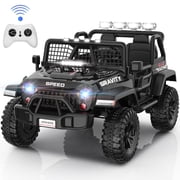 Farmdex 2 Seater 24V Ride on Toys for Big Kids, Powerful Electric Ride On Truck Car with Remote Control w/20 Inch Wide Seat, Colorful LED Lights, Rich Multimedia Music, Black