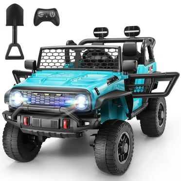 VIBESPARK 24V Powered Ride on Car, 2WD/4WD Switchable Car Truck with Remote Control, 2 Seater Ride on Toys for Kids, 4 x 100W Motors, Colorful LED Head Lights, Bluetooth, MP3, Blue