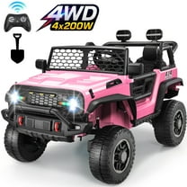 VIBESPARK 24V 2 Seater Ride on Car, 2WD/4WD Switchable Car Truck with Remote Control, Powered 4 x 200W Motors Ride on Toys for Kids, Colorful LED Head Lights, Bluetooth, MP3ink, Pink