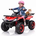 thumbnail image 1 of VIBESPARK 24V Ride on ATV for Kids Ages 3-6, 200W Four Wheeler Quad with 3.2 mph Max Speed, Colorful LED Lights, Music, 2 Storage Spaces, Ride On Toys for Boys Girls, Red, 1 of 7
