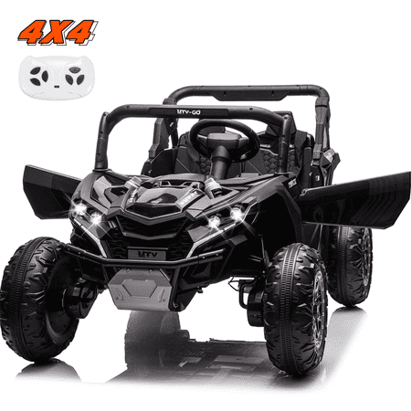 Funcid 24V Ride on Car for Kids, 2WD/4WD Switchable Ride on Car with Remote Control, 2 Seater Ride on Toys, UTV, Bluetooth, Music, LED Lights, Storage Space