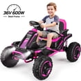 thumbnail image 1 of VIBESPARK 36V Ride on Toys for Big Kids Ages 5-12, 600W Ride on Car up to 5.9 mph, Powerful 4 Wheeler Quad, Ride on ATV W/ Adjustable Seat, Ball-bearing Design, Power Display, Light Control, Rose Red, 1 of 15