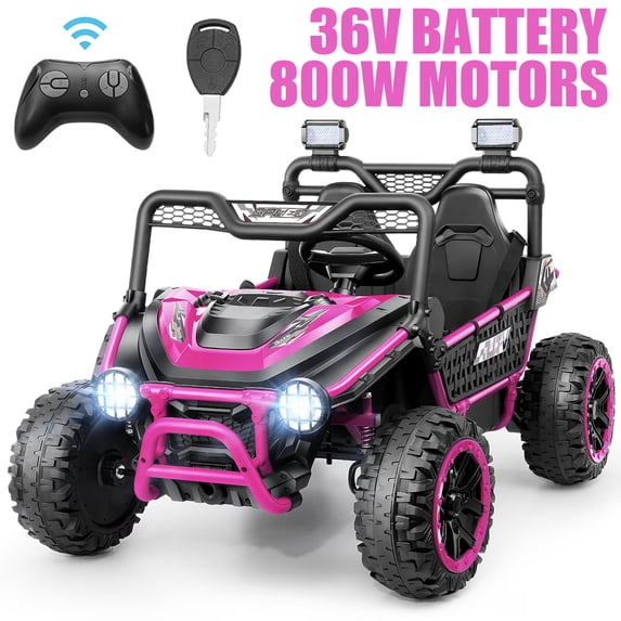 VIBESPARK 36V Ride on Toys for Big Kids with Power Display, 4WD 800W Key Start Metal Frame UTV, 7AH Powered Power Cars Wheels w/ Bluetooth, Spring Suspension, EVA Tires, Ages 3-8, Max 7.5 MPH, Pink