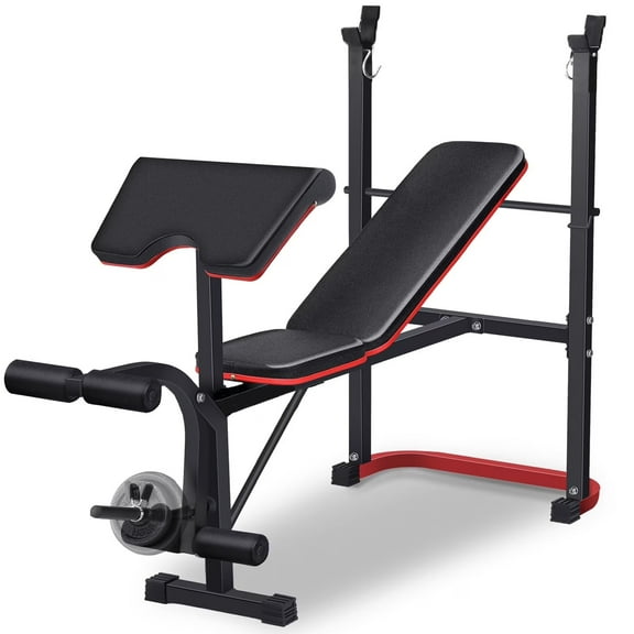 VIBESPARK 660LBS Adjustable Weight Bench Set with Preacher Curl Pad and Leg Developer, Multi-Function Workout Bench Press with Barbel Rack,Olympic Weight Bench for Home Gym Strength Training
