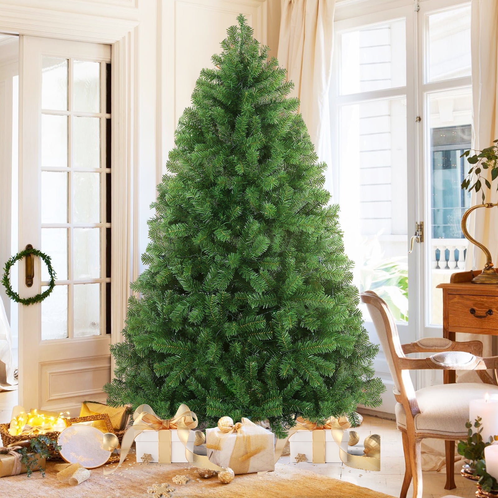 6 ft Green Spruce Artificial Christmas Tree with Metal Stand