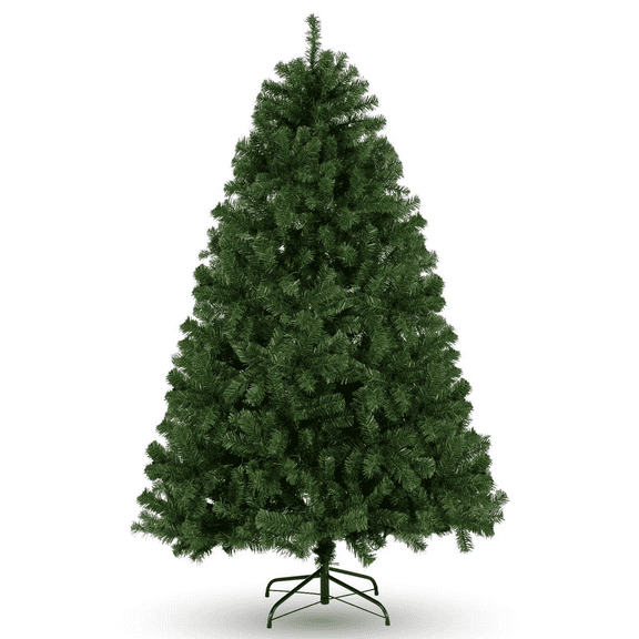 VIBESPARK 6Ft Artificial Green Lifelike Christmas Pine Tree Artificial Christmas Tree Holiday Decoration with 700 Branch Tips and Foldable Stand, Easy Assembly, Green