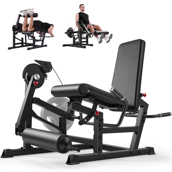 VIBESPARK 700LBS Leg Extension and Curl Machine for Home Gym, Adjustable Seated Leg Extension and Lying Curl Machine, Leg Workout Equipment with 1'' and 2'' Weight Plates