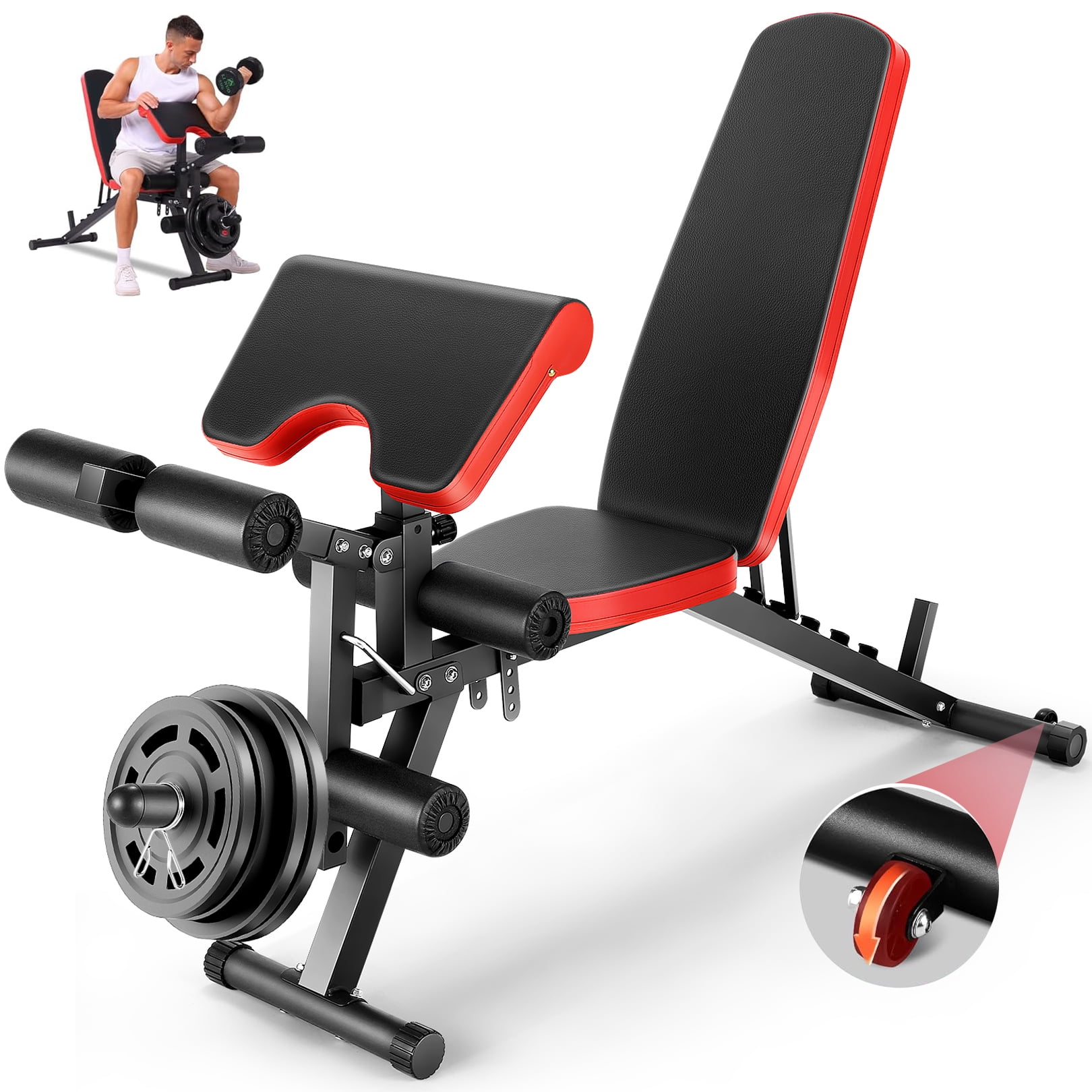 Weider Attack Olympic Utility Bench with Preacher Curl for Workout 610 Lb. Capacity Walmart
