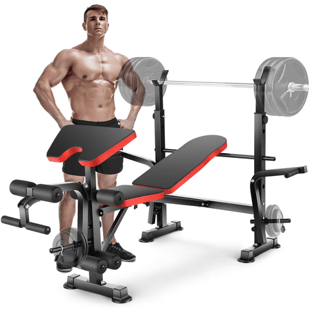 VIBESPARK Adjustable Weight Bench, 6-in-1 Foldable Workout Bench with Barbell Rack & Leg Extension for Home Gym, 660lbs Multi-Function Strength Training Bench Press Exercise Equipment