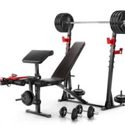 VIBESPARK Adjustable Weight Bench 900LBS Olympic Weight Bench Set with Squat Rack, Preacher Curl, Leg Extension Full Body Exercise Workout Bench Press for Home Gym