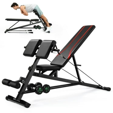 VIBESPARK Adjustable Weight Bench Press, 900LBS Workout Bench for Hyper Back Extension, Roman Chair, Multi-Functional Home Gym Bench with Resistance Bands for Full Body Function Strength Training