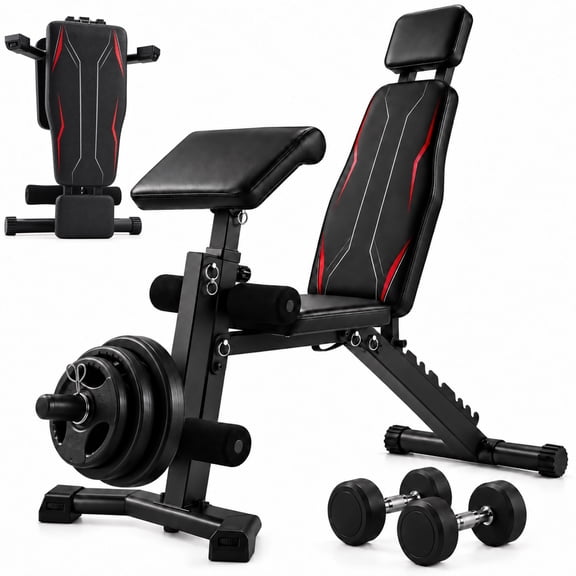 VIBESPARK 10 Position Adjustable Weight Bench with Extended Headrest and Leg Extension, 800LBS Foldable Workout Bench Incline Decline Flat Bench Press for Home Gym Full Body Strength Training