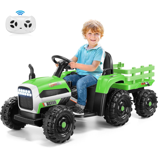 VIBESPARK Kids Ride on Tractor with Remote Control and Bluetooth ...