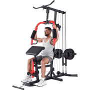 VIBESPARK Multifunctional Home Gym Equipment, All in One Workout Station with Pulley System & Seated Rowing, Adjustable Exercise Equipment for Full Body Strength Training