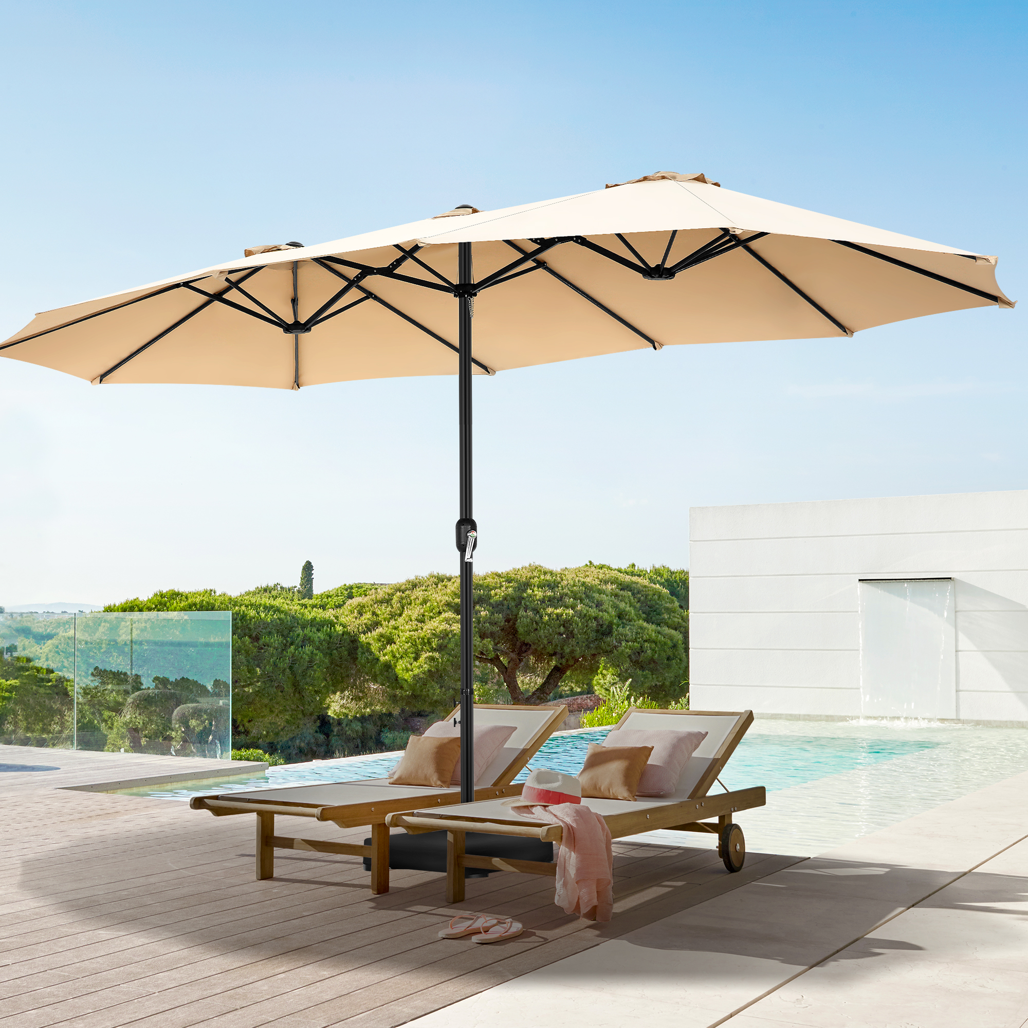 VIBESPARK Rectangular Umbrella 14.5x8.5ft Outdoor Patio Umbrella with