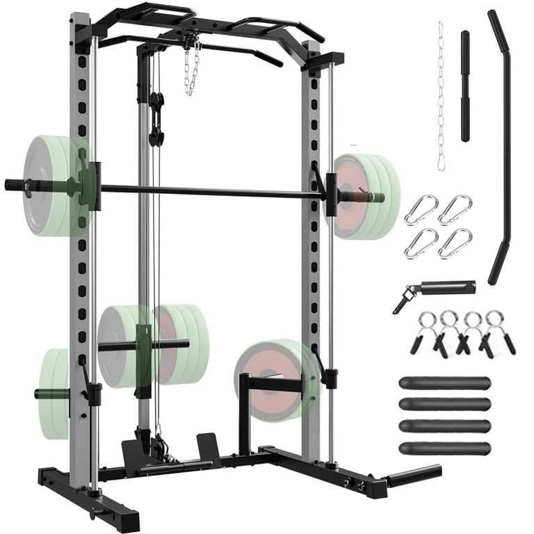VIBESPARK Smith Machine Squat Rack, All-in-One Power Rack Cage