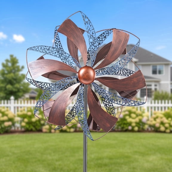 VIBESPARK Wind Spinner Outdoor, 84" Large Metal Kinetic Wind Sculptures for Garden, Bronze Garden Spinner for Yard Decor Gifts for Family Friends