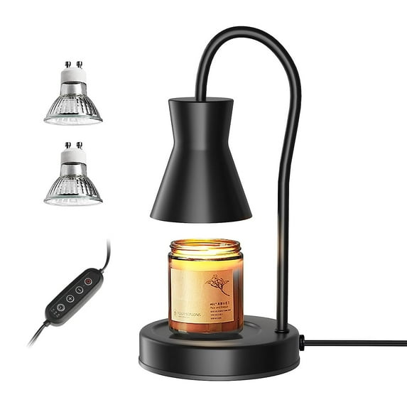 VIBEWARD Candle Warmer Lamp, Dimmable Metal Candle Lamp Warmer Height Adjustable, Melting Wax Lamp with Timer, Compatible with Yankee Candle, Candle Warmer Lamps Scented Wax for Home Decor, Black