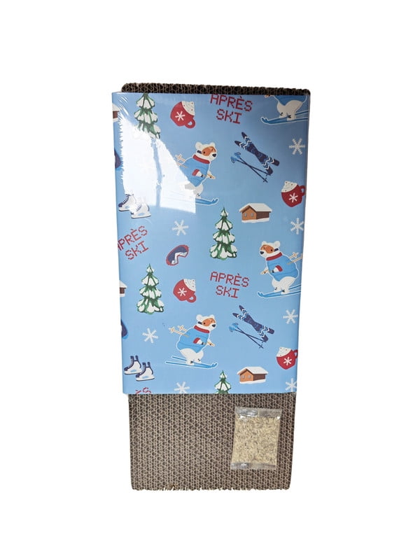 Vibrant Life Holiday Apres Ski Paper Bag with Cat Scratcher and Catnip, Blue, 11.75" x 17" x 7.25"