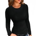 thumbnail image 1 of VICHVVY Fall Clothes Womens Crewneck Ribbed Long Sleeve Shirts Slim Fitted Tee Casual Basic Tshirt Top, 1 of 7