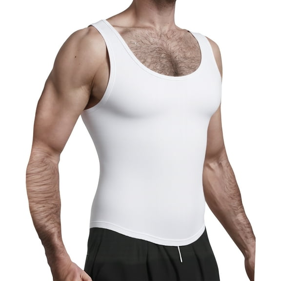 VICHVVY Men's Tank Tops High Neck Summer Tanks Cami Sleeveless Tops Basic Shirt Ribbed Racerback Blouses White