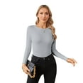 thumbnail image 1 of VICHVVY Fall Clothes Womens Crewneck Ribbed Long Sleeve Shirts Slim Fitted Tee Casual Basic Tshirt Top, 1 of 7