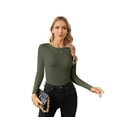 thumbnail image 1 of VICHVVY Fall Clothes Womens Crewneck Ribbed Long Sleeve Shirts Slim Fitted Tee Casual Basic Tshirt Top, 1 of 7