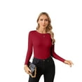 thumbnail image 1 of VICHVVY Fall Clothes Womens Crewneck Ribbed Long Sleeve Shirts Slim Fitted Tee Casual Basic Tshirt Top, 1 of 7