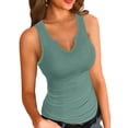 thumbnail image 1 of VICHVVY Women Tank Tops V Neck Summer Slim Slim Stretch Workout Sleeveless Tops Ribbed Racerback Blouses Moss green Middle, 1 of 7