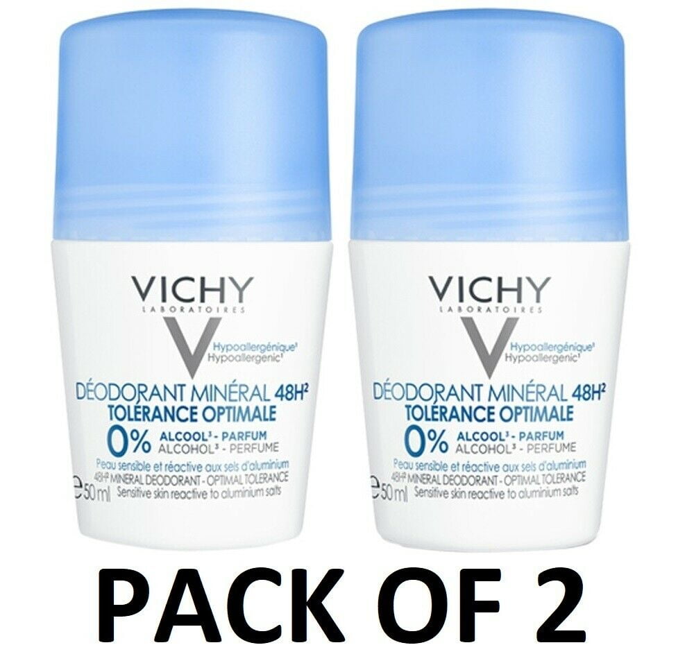 VICHY Mineral Deodorant 48H Optimal Tolerance Roll On Anti-Perspirant 2x50ml