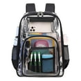 thumbnail image 1 of Vafful Clear Backpack for School Stadium Heavy Duty PVC Transparent Extra Large Capacity School Bag Travel Work Unisex 17'' Black, 1 of 6