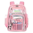 thumbnail image 1 of Vafful Clear Backpack for School Stadium Heavy Duty PVC Transparent Extra Large Capacity School Bag Travel Work Unisex 17'' Pink, 1 of 6