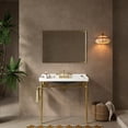 thumbnail image 1 of VICI 36 Inch Wall Mounted Bathroom Vanity Sink with White Ceramic Basin, Gold Stainless Steel Legs, Towel Bar, Overflow Design - Faucet Not Included, 1 of 5