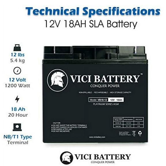 VICI Battery VB18-12 - 12V 18AH Replacement for Universal UB12180 Replaces 20Ah 12V 18Ah Scooter Battery