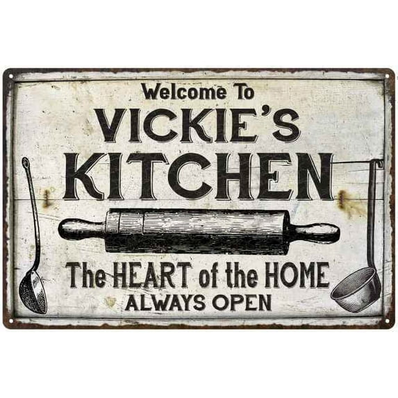 VICKIE'S Kitchen Farmhouse Sign 12 x 18 Matte Finish Metal 112180033254