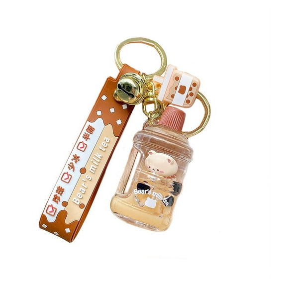 VICKYPOP Cute Bubble Tea Keychain Boba Bear Key Ring Pendant Doll for Girl