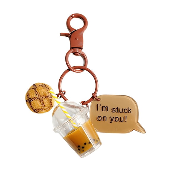 VICKYPOP Cute Bubble Tea Keychain Boba Cup Key Ring Pendant Doll for Girl