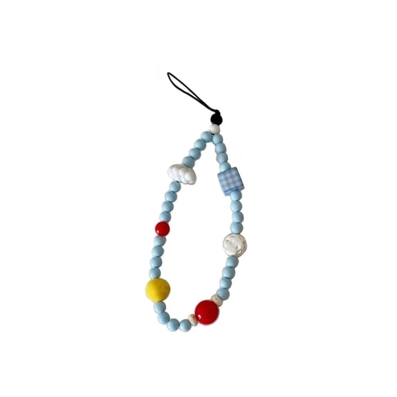 VICKYPOP Cute Cell Phone Lanyard Strap Charms - Handmade Blue Sky White Clouds Phone Charms for Women