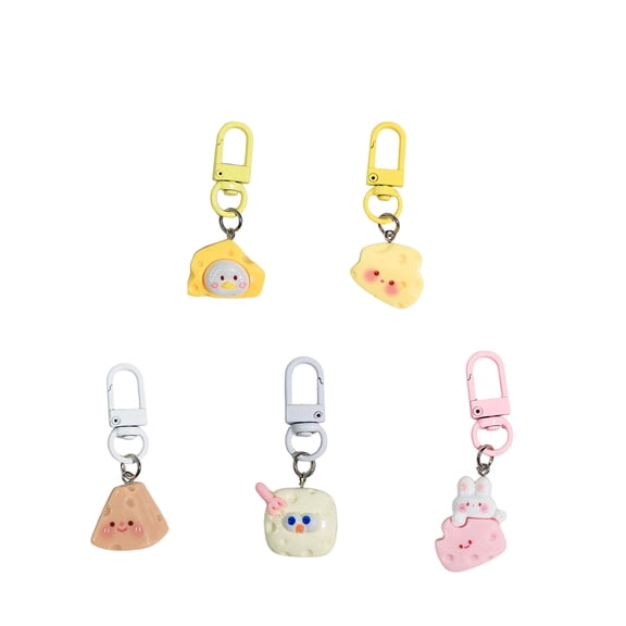 VICKYPOP Cute Cheese Keychain, Fun Novelty Key Chain Accessory With Yellow Cheese Block 5pcs
