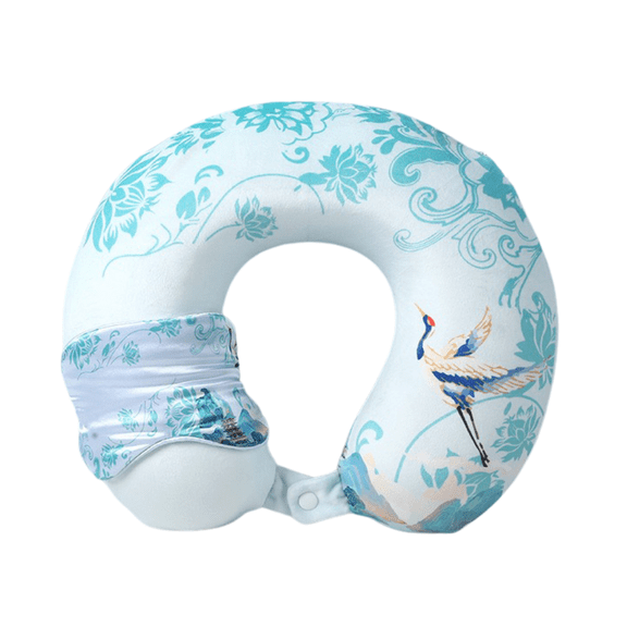 VICKYPOP Neck Pillow Chinese Style Memory Cotton Travel Pillow U-Shaped Pillow for Sleeping Airplanes