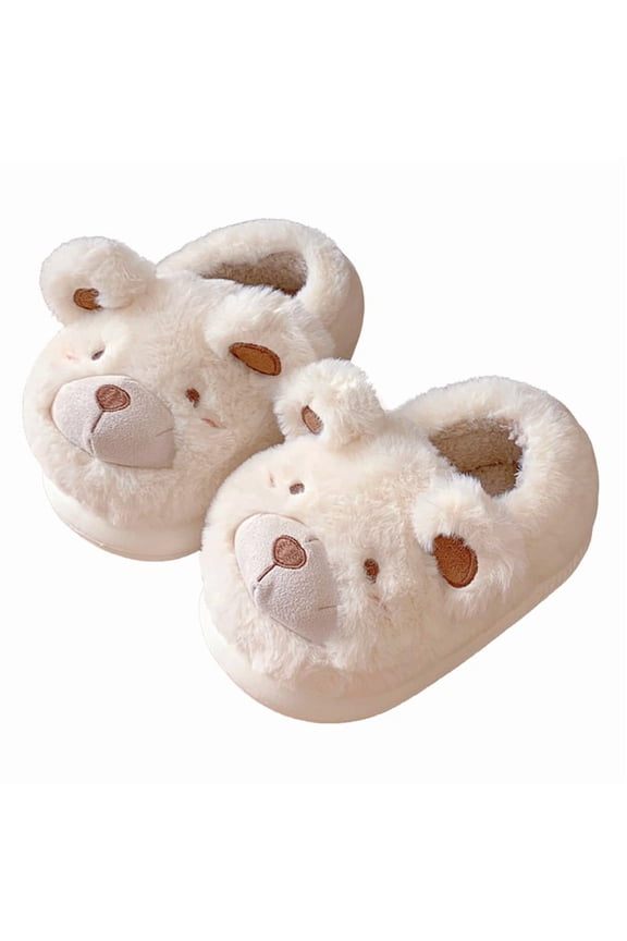 Womens Cute Bear Slippers, Cozy Fuzzy Slippers Soft Plush Little Bear Winter Warm House Shoes