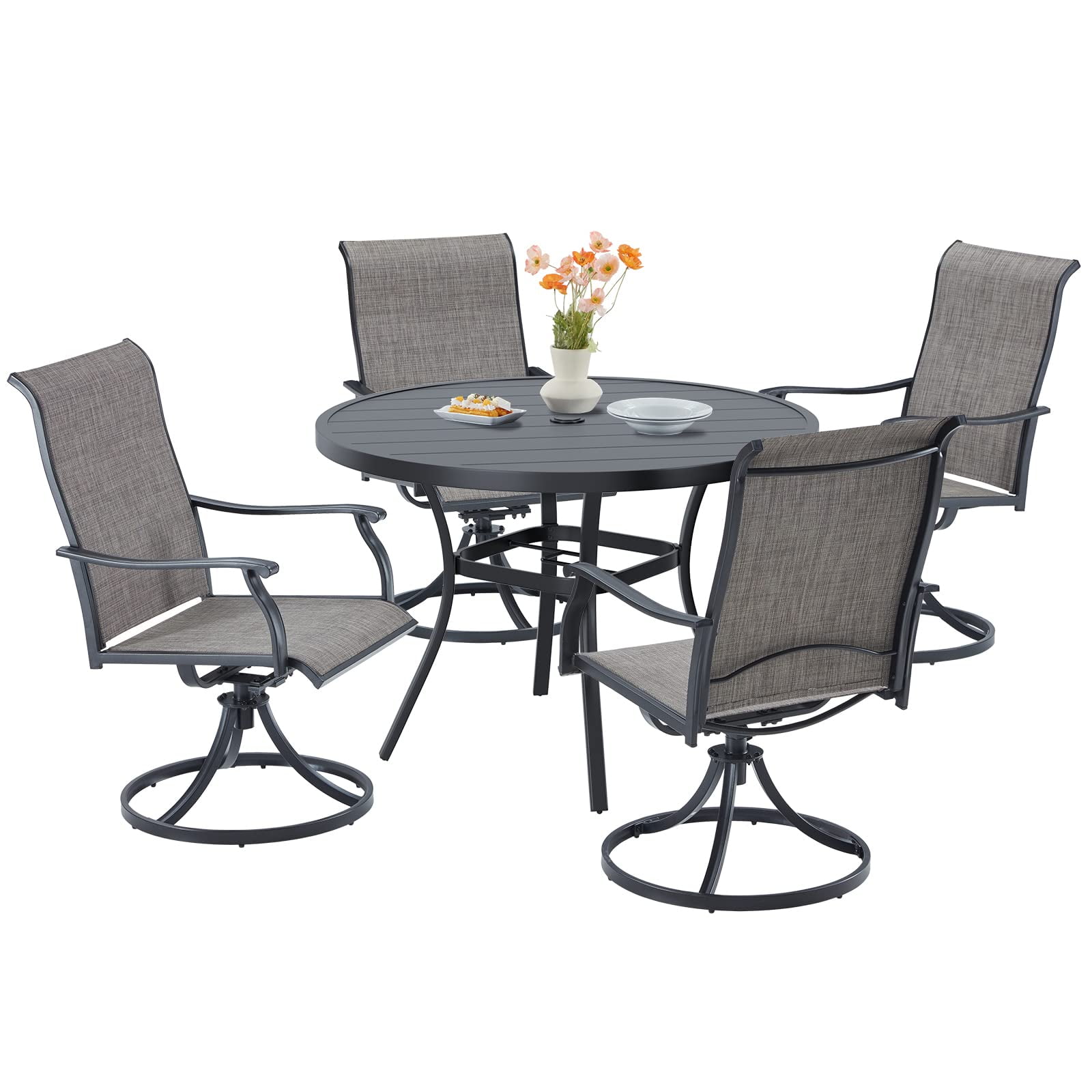 VICLLAX 5 Piece Outdoor Patio Furniture Dining Set All Weather