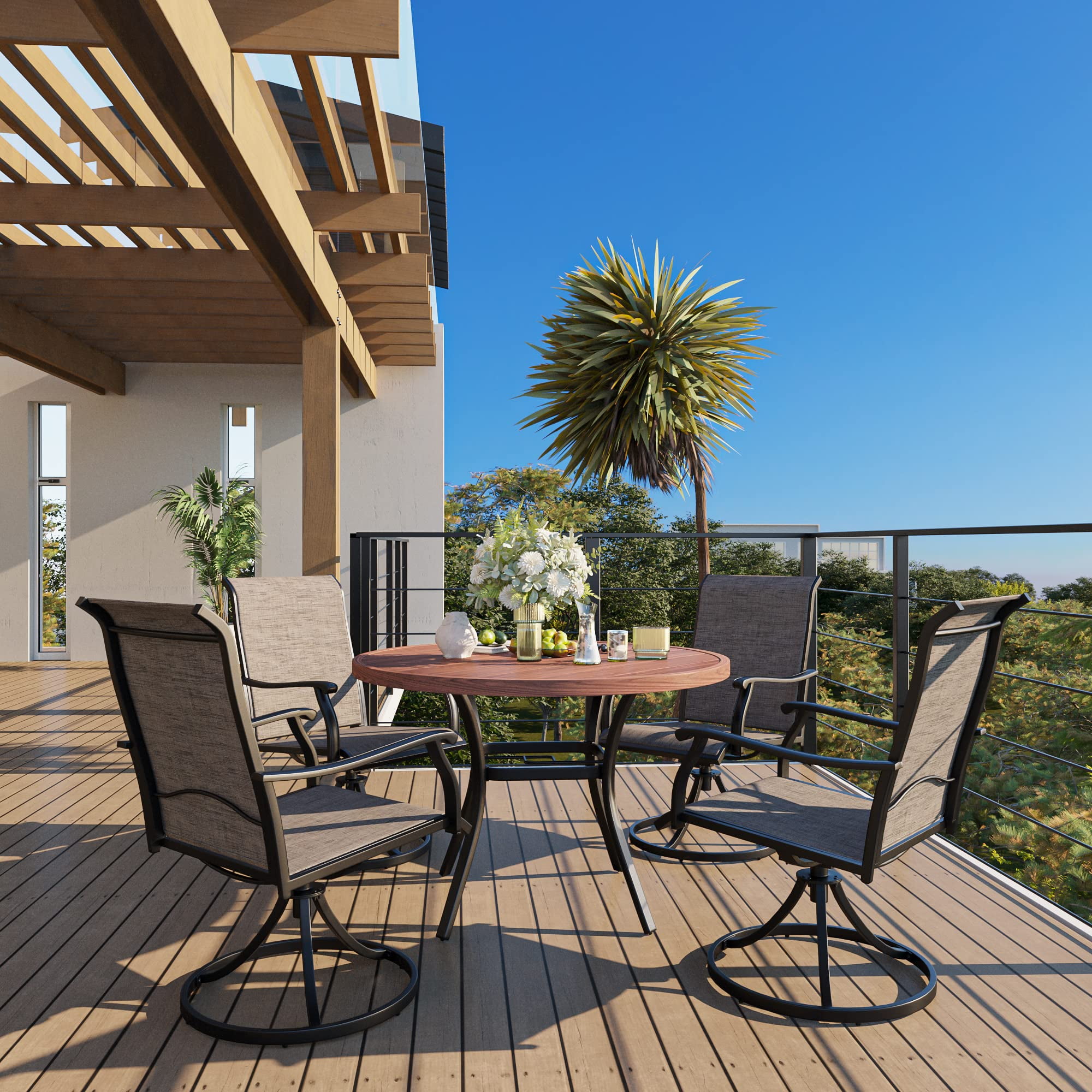 VICLLAX 5Piece Outdoor Patio Furniture Dining Set, AllWeather Outdoor