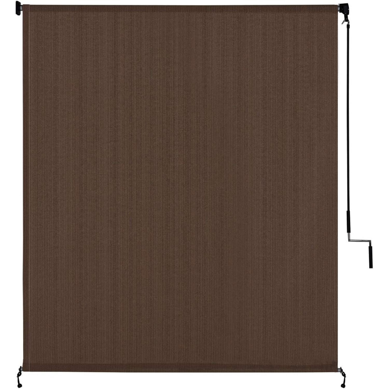 VICLLAX Outdoor Roller Shade Fabric for Porch Gazebo, Patio Cordless Blinds Roll Up Shade (7' W X 8' L), Mocha