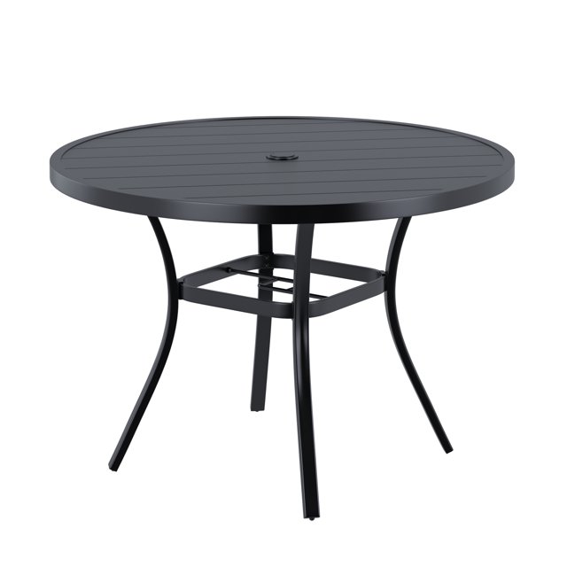 VICLLAX Round Patio Dining Table with Adjustable Umbrella Hole, All