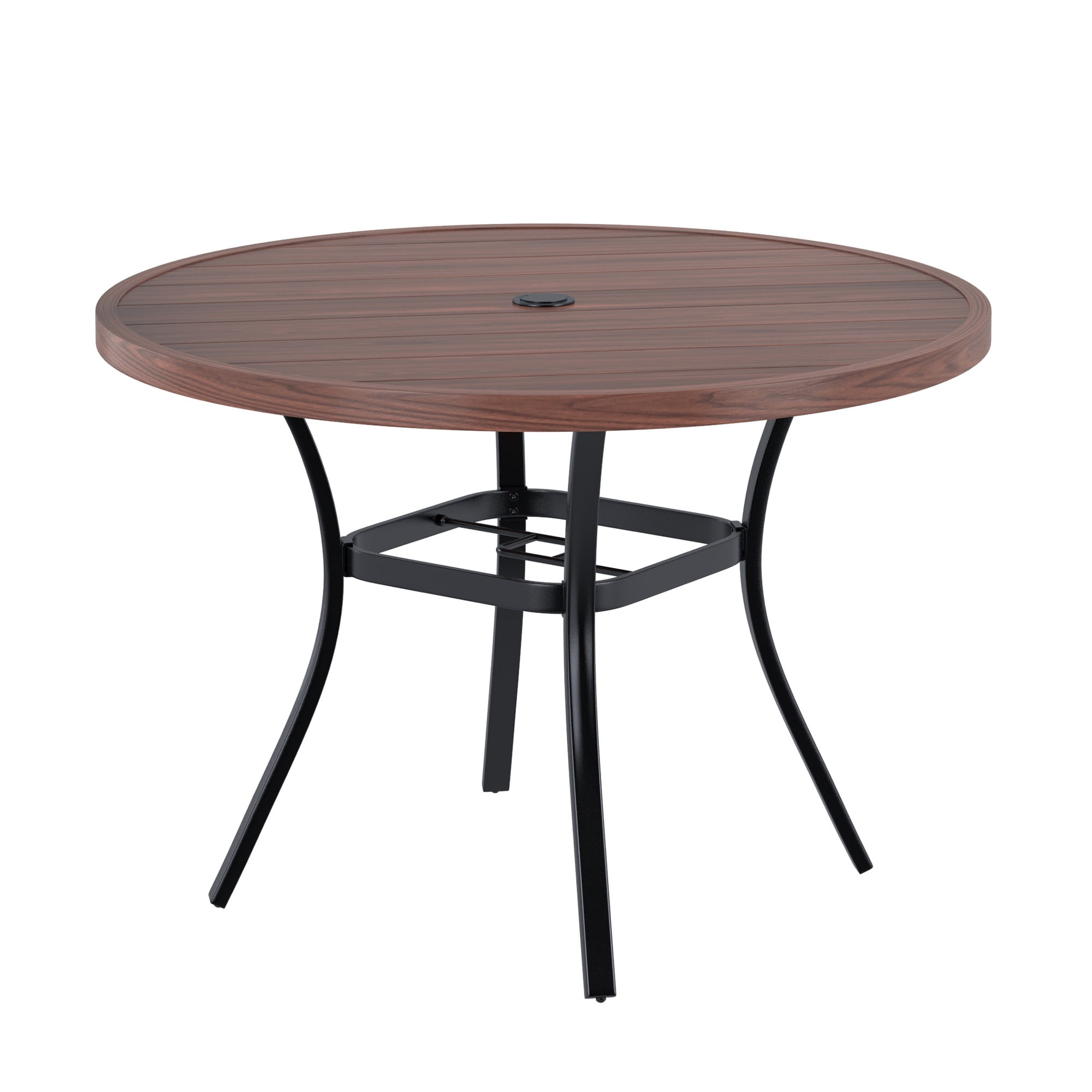 VICLLAX Round Patio Dining Table with Adjustable Umbrella Hole, All