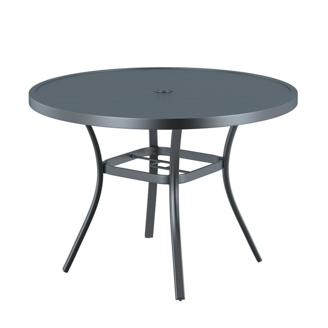 VICLLAX Round Patio Dining Table with Adjustable Umbrella Hole, All