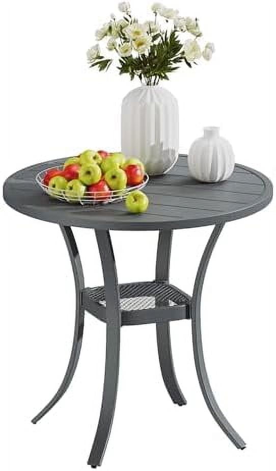 VICLLAX Small Patio Dining Table, Φ28”Outdoor Round Table Metal Slatted ...